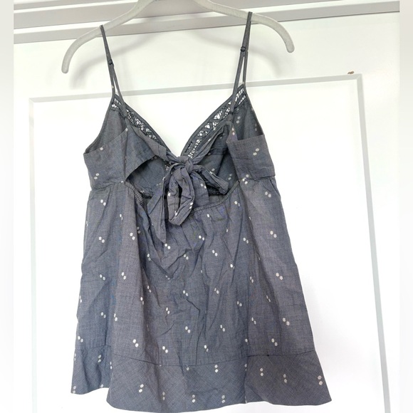 Guess Jeans Blue & White Gingham Keyhole Tie Back Lacy V-Neck Tank Top Sz L - Picture 7 of 12